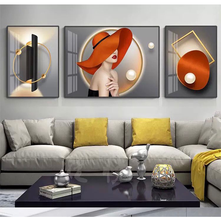 Lukisan Dinding Wanita / Hiasan Dinding Set Isi 3 / Home Decor Girly / Pajangan dinding ruang tamu D