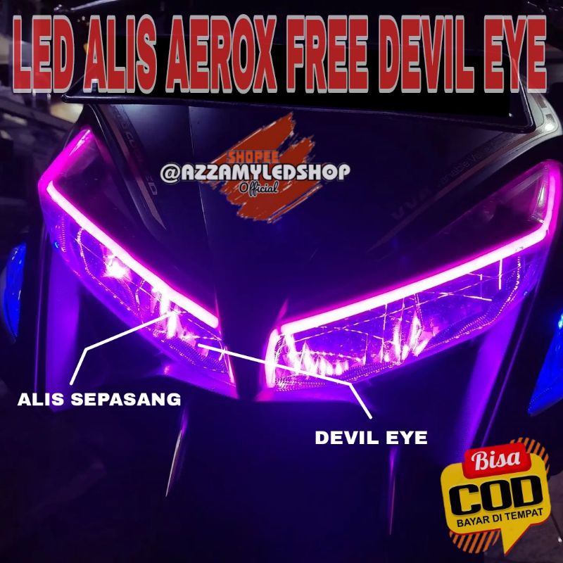 paket lampu alis LED alis Yamaha aerox old aerox new free devil eye demon eye super terang no bintik