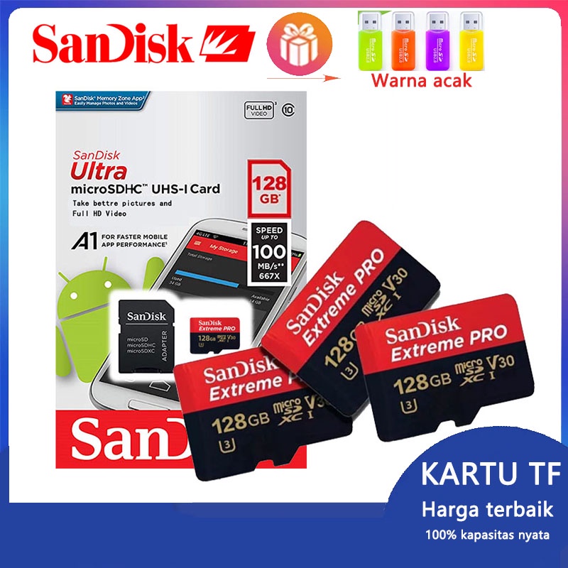 Sandisk Memory Card Extreme Micro Kartu Flash Kapasitas Besar SD Card A2 A1 V30 U3 8GB 64GB 32GB Kar