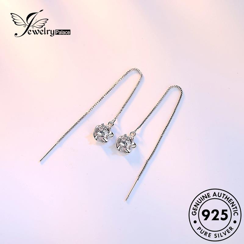 Jewelrypalace Anting Drop Wanita Moissanite Mutiara Berlian Asli925 Perak M002