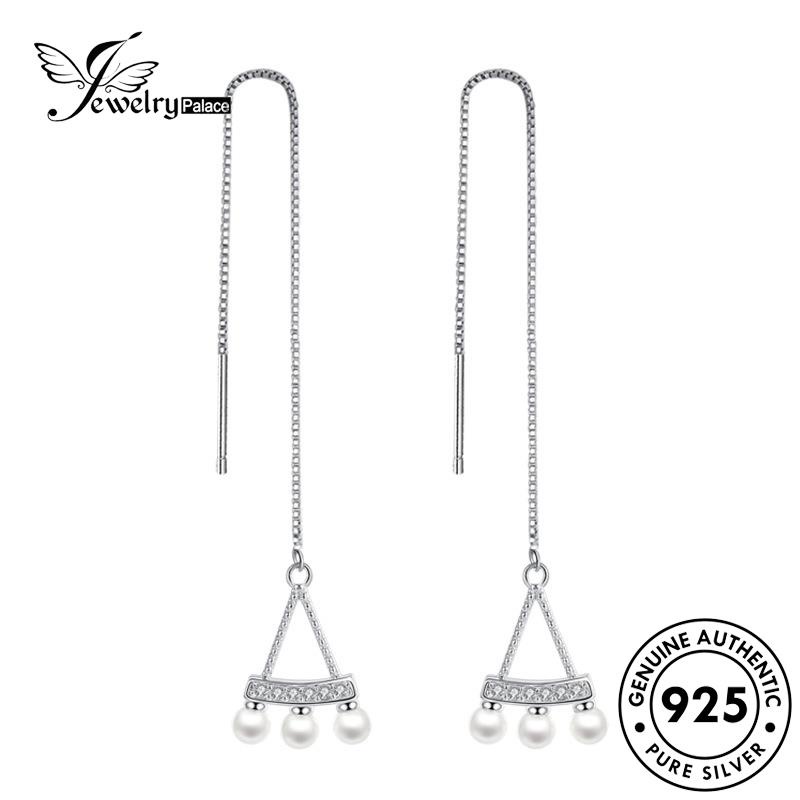 Jewelrypalace Anting Asli Moissanite Wanita Drop925 Perak Mutiara Berlian M004