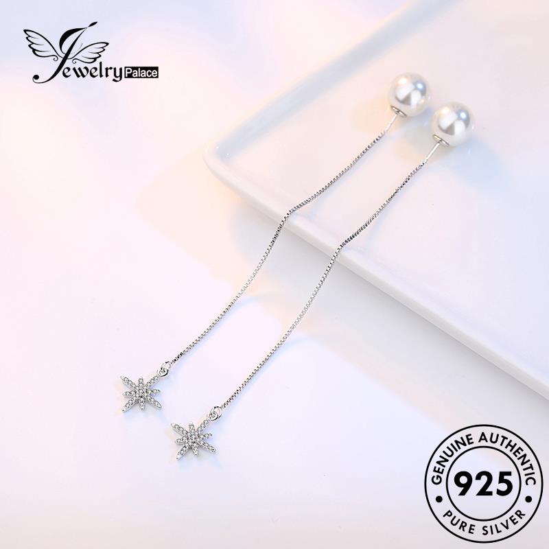 Jewelrypalace Anting Asli Moissanite Wanita Drop925 Perak Mutiara Berlian M004