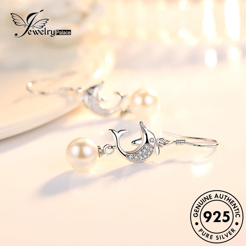 Jewelrypalace Mutiara Perak Wanita Berlian Moissanite Asli Anting Kait925 M008