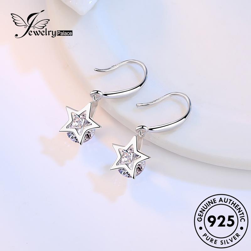 Jewelrypalace Asli Kait Mutiara Wanita Giok Berlian Moissanite925Anting Perak M010