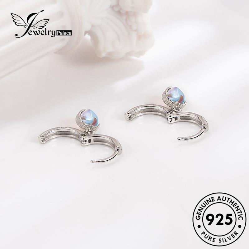 Jewelrypalace Anting Perak925 Wanita Mutiara Berlian Moissanite Asli Hoop M015