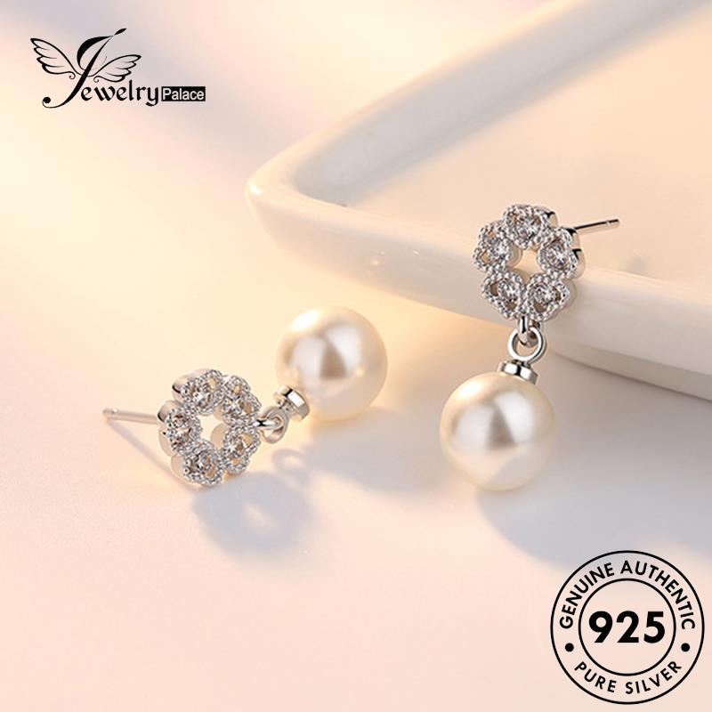 Jewelrypalace Mutiara Asli925 Moissanite Stud Perak Wanita Anting Berlian M022