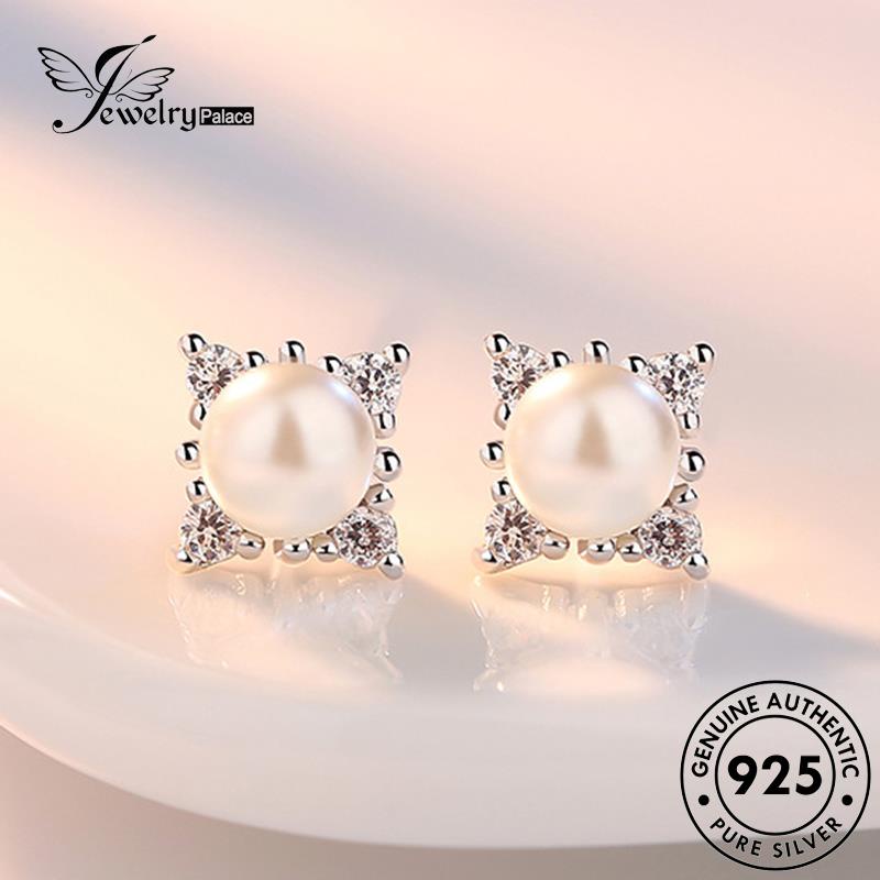 Jewelrypalace Anting Perak Tusuk Mutiara Wanita Berlian Asli925 Moissanite M023