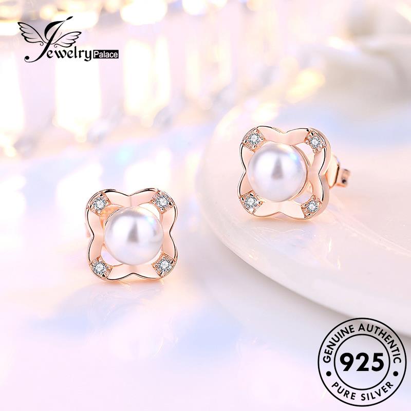 Jewelrypalace Asli Berlian Moissanite Perak925 Wanita Stud Anting Mutiara M026