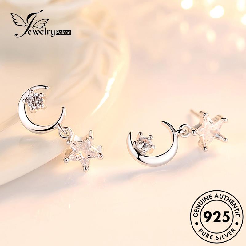 Jewelrypalace Berlian Perak Giok Asli925 Anting Mutiara Moissanite Wanita Stud M030