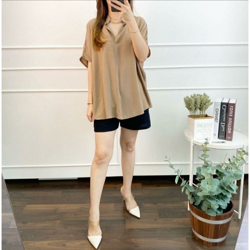 Casey Top (Blus rayon crinkle ukuran besar)