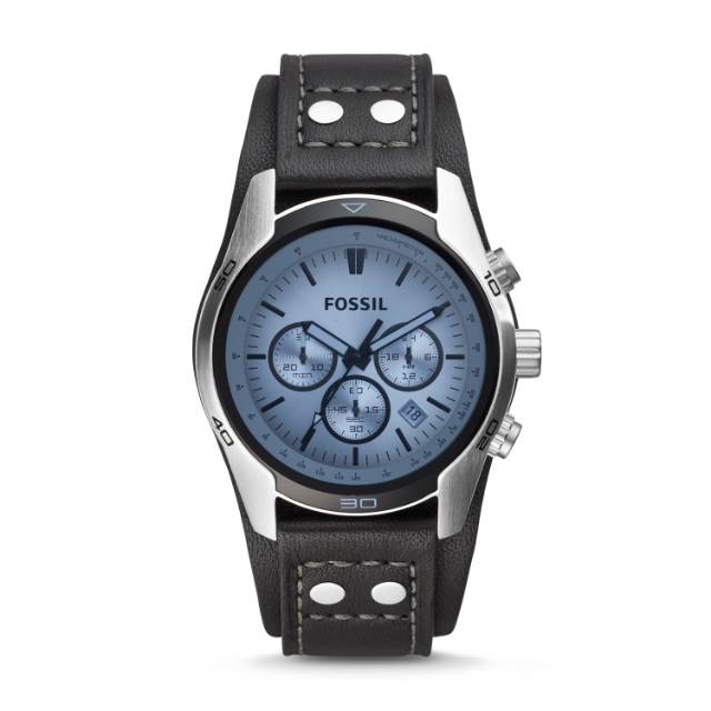 Jam tangan pria fossil ch2564 coachman chronograph black leather strap original - ch 2564 ori murah