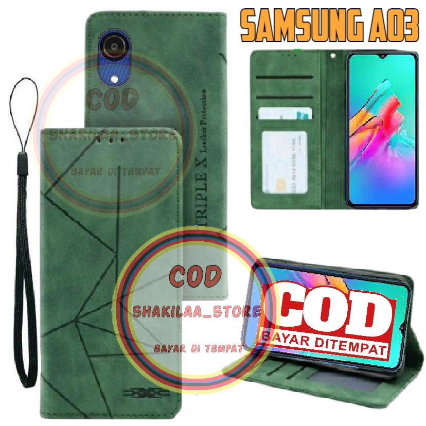CASE HP SAMSUNG A03 CASING DOMPET FLIP MOTIF COVER LEATHER-SARUNG HP