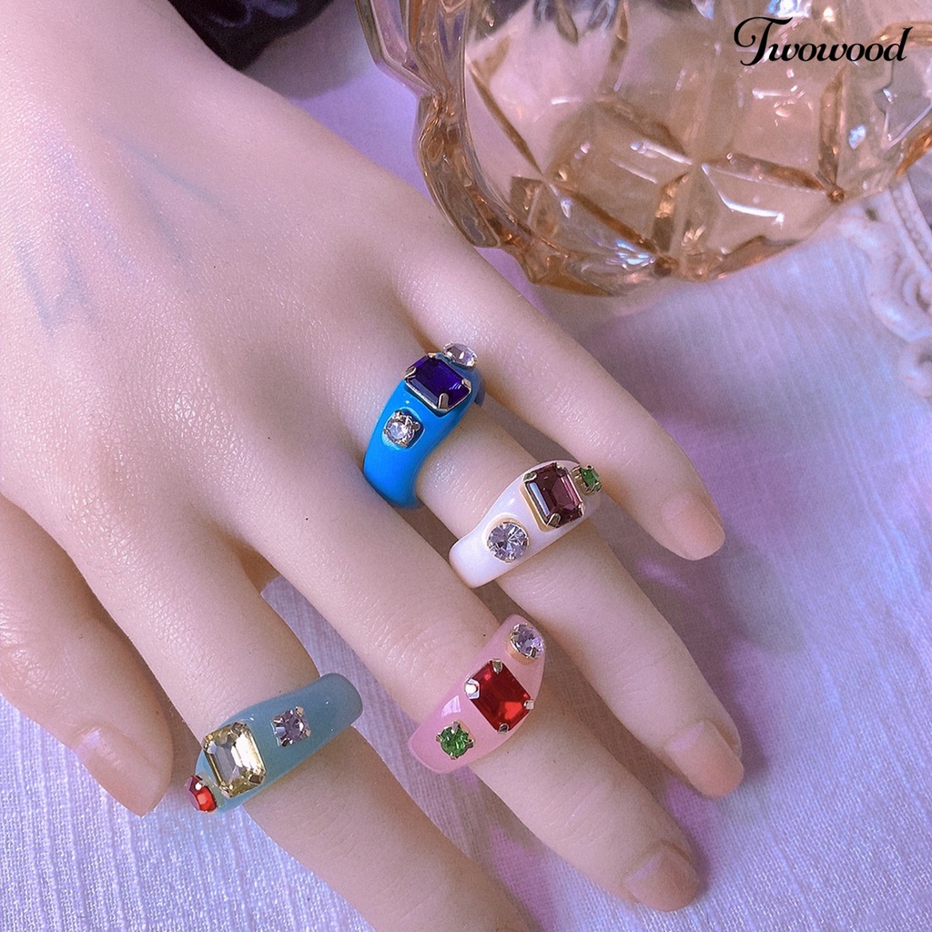 1 Set Cincin Berlian Imitasi Bahan Akrilik Ramah Kulit Anti Gores