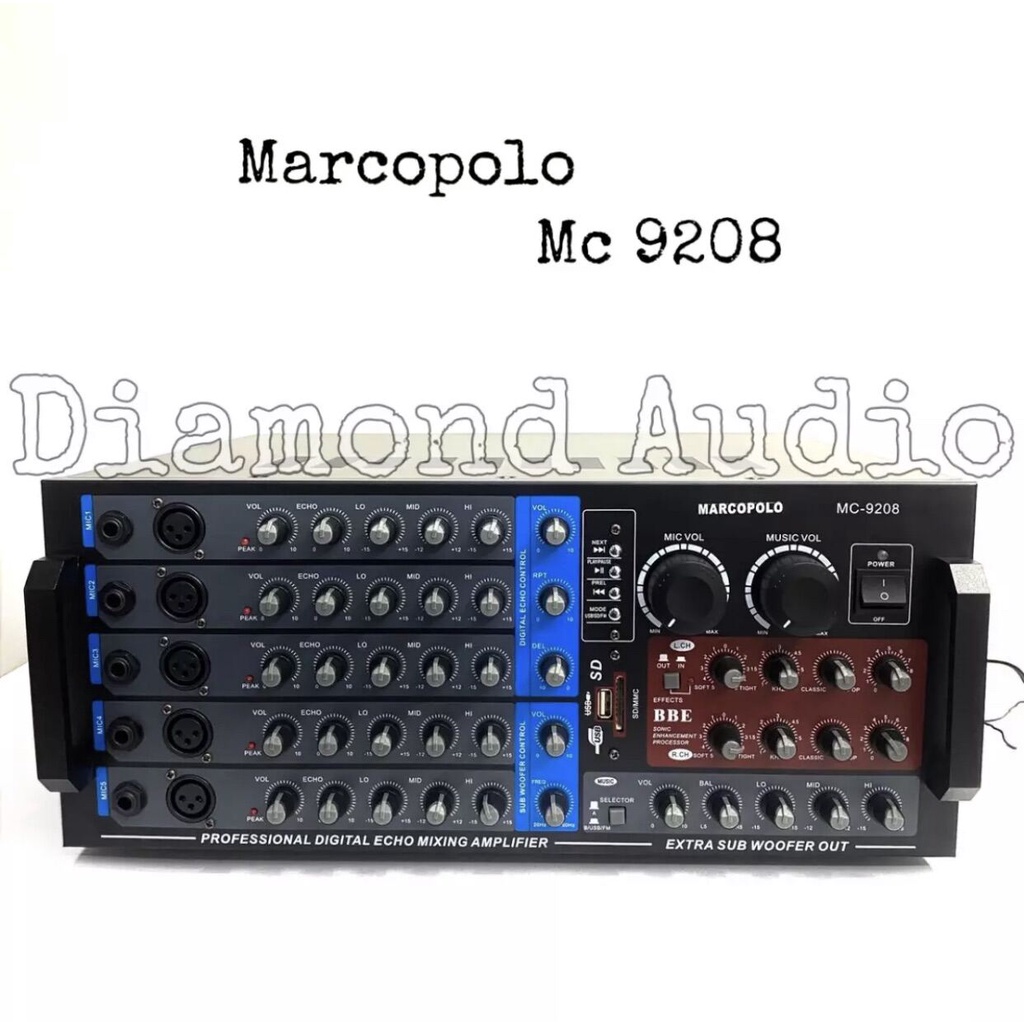 Amplifier Karaoke Marcopolo MC 9208 - Power Amplifier dengan Prosesor BBE dan Pengaturan Mikrofon Karaoke