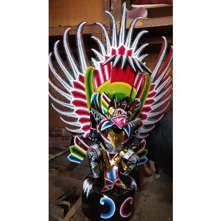 kerajinan patung garuda bali tinggi 60cm ukiran kayu handmade lukis