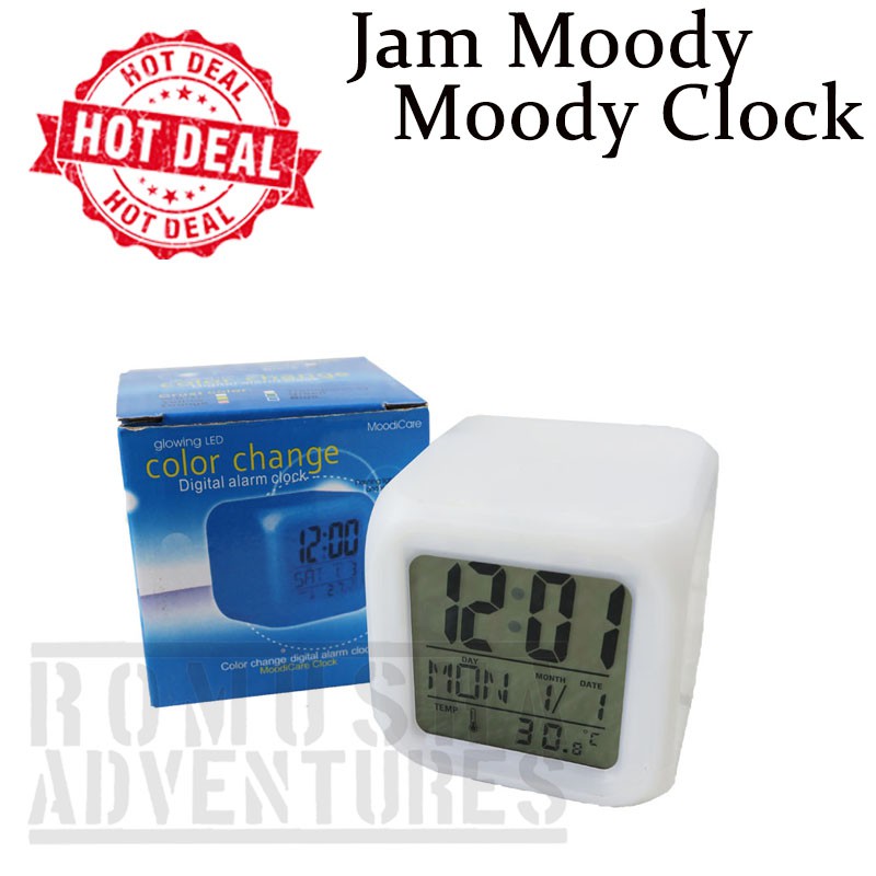 Moody Clock Jam Digital Moody Kubus Dapat Berubah 7 Led Warna Alarm Moody