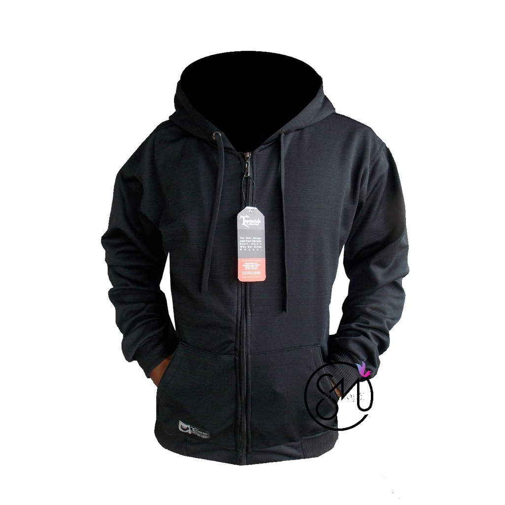 JAKET ZIPPER HOODIE BLACK FULL ORIGINAL TREEBREAD FREE GELANG