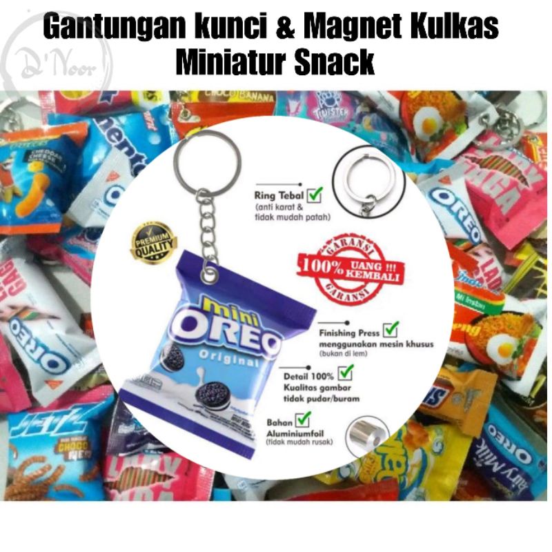 Gantungan Kunci dan Tempelan Magnet Kulkas Miniatur Snack Bahan Alumuniumfoil Ring Standar