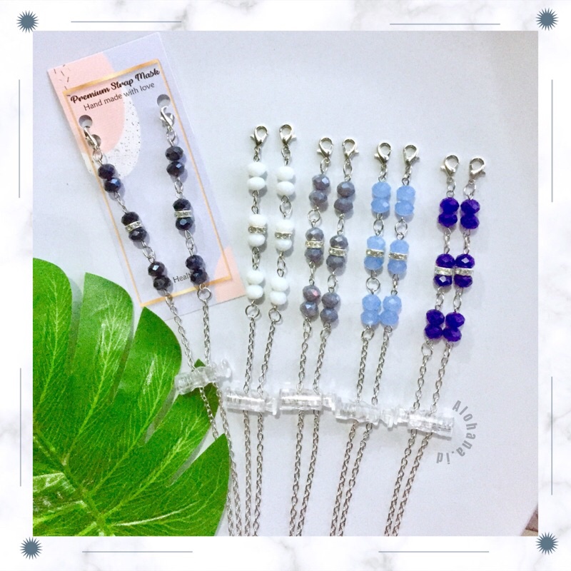 Strap masker 2in1 /rantai masker hijab/kalung masker/lanyard mask crystal kristal mutiara 2in1 [KODE