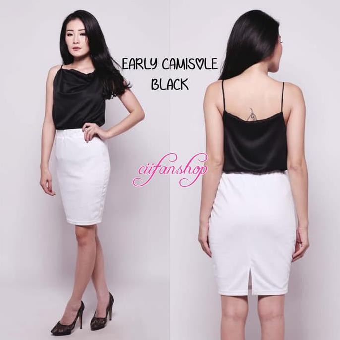 TERHEMAT TANK TOP► EARLY CAMISOLE - TANKTOP CEWEK - TANKTOP WANITA - CROP TANKTOP - HITAM DISKON