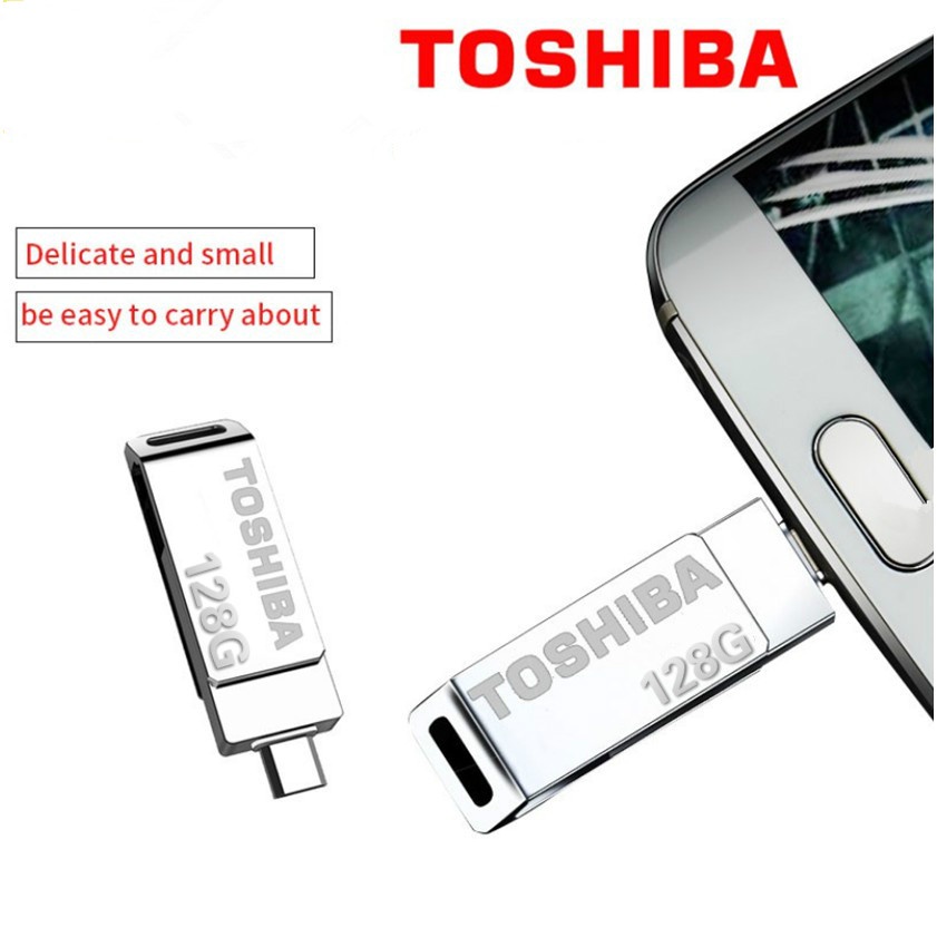 Toshiba Flashdisk OTG USB 2.0 2 In 1 128GB Bahan Logam Dengan Port Micro USB