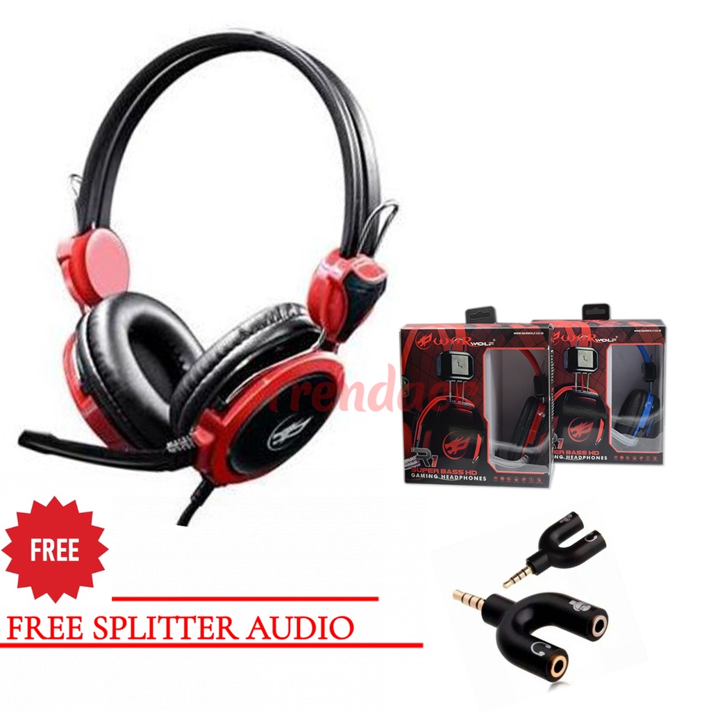 Trend-Headset Gaming Warwolf T4 Original PLUS Splitter Audio