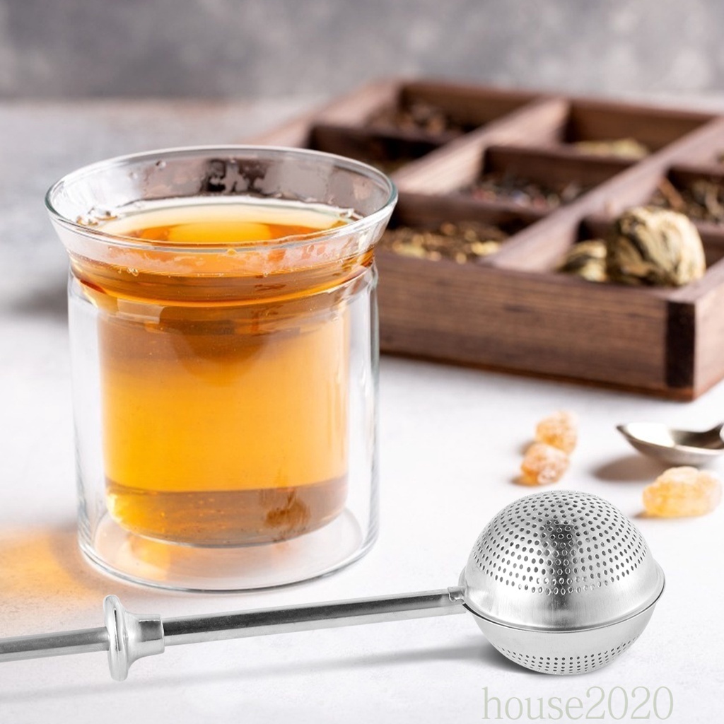 [house2020]Ball Shaped Tea Infuser Stainless Steel Tea Strainer Push Style Tea Infuser Strainer Tea Infuser Tool