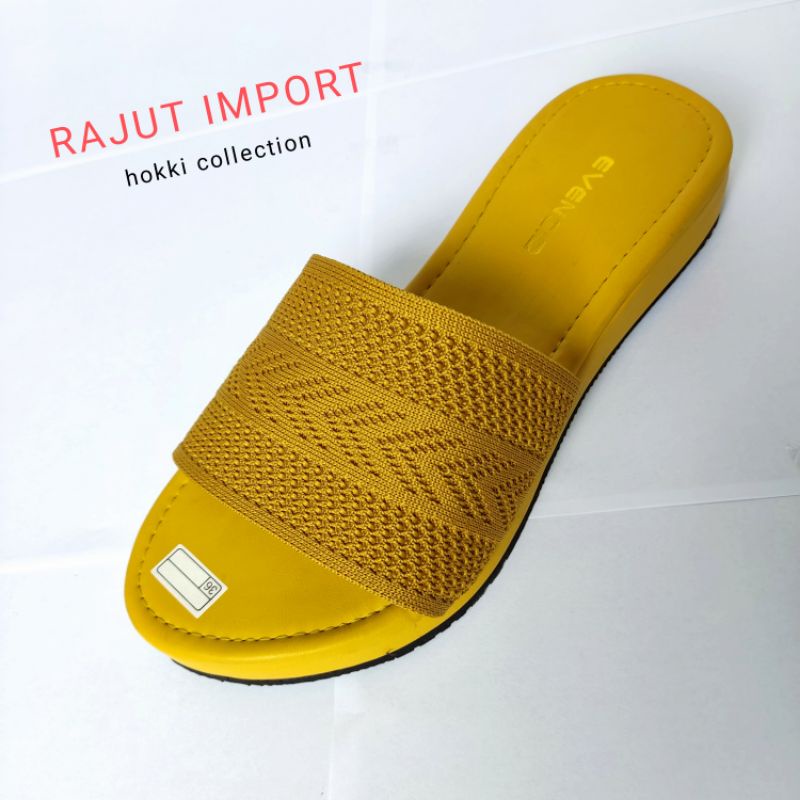 RJT-01 Sandal Rajut wedges Import Sol Spon Bungkus Terbaru