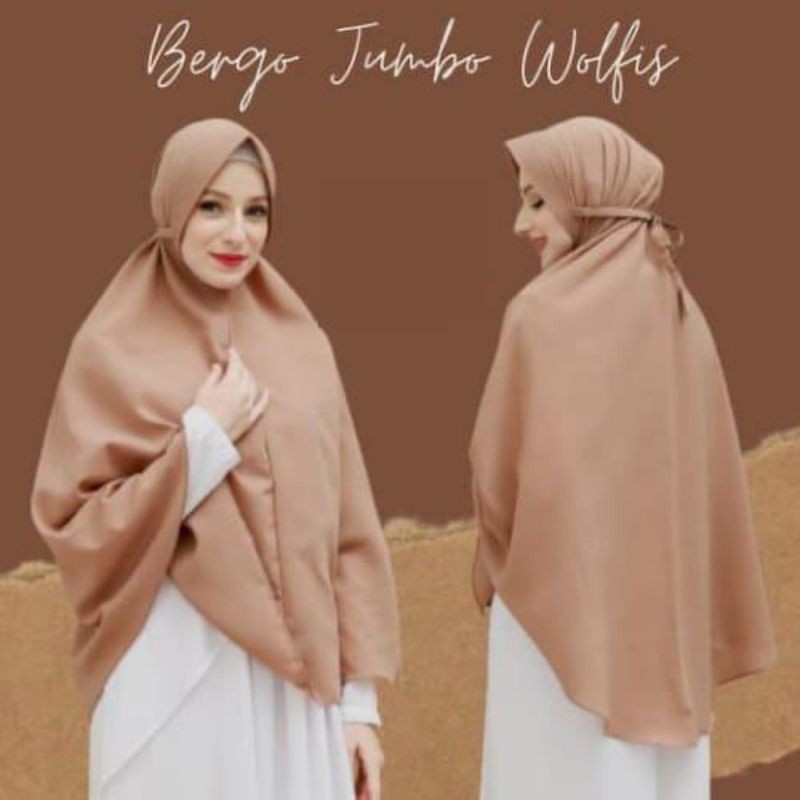Khimar Jumbo Tali Bahan Wollpeach Premium Bergo Maryam Jumbo Ped Wolfis