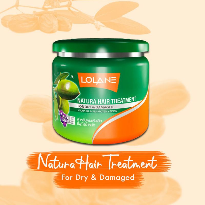 LOLANE Natura Hair Treatment For Dry &amp; Damaged With Jojoba Oil Big 500gr | Masker Rambut Rusak