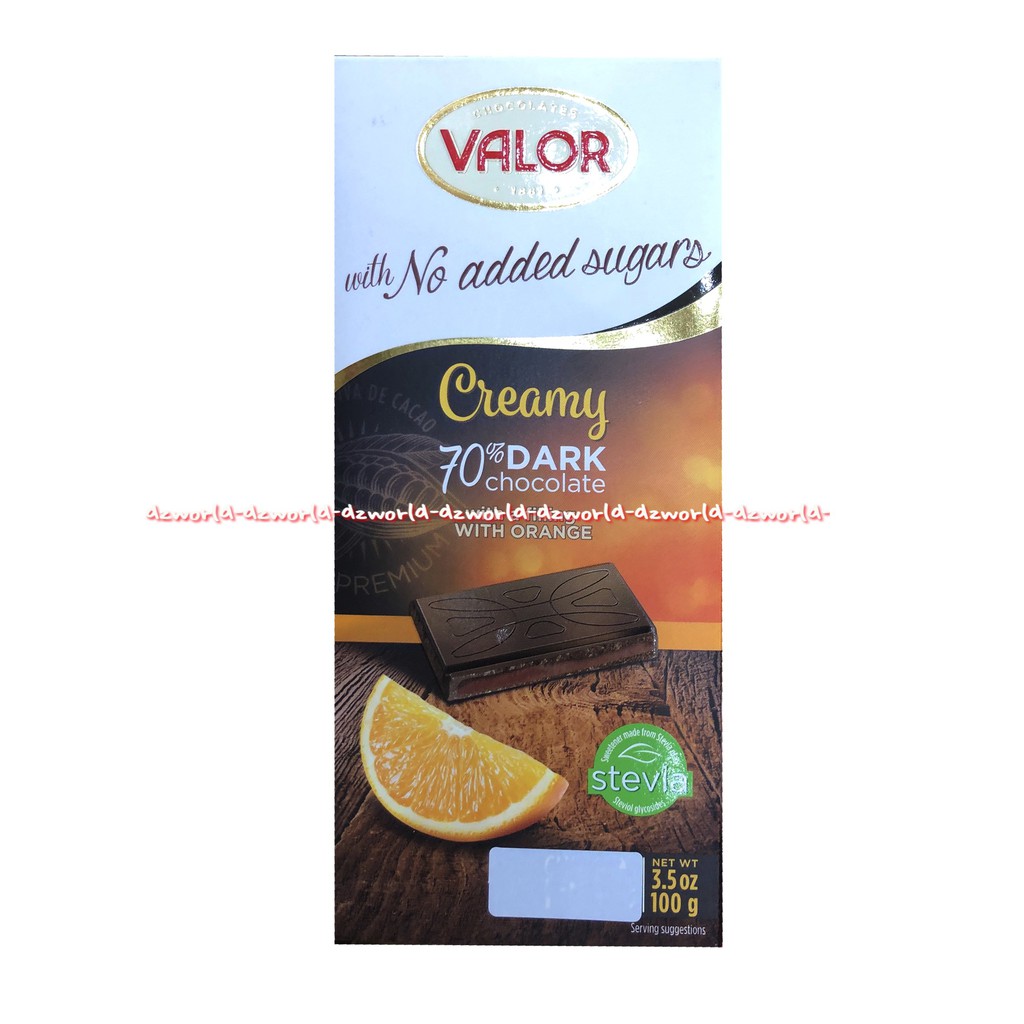 Valor No Added Sugars Creamy 70% Dark Chocolate 100gr Vallor Vallor Coklat Tanpa Gula Sugar Free Falor