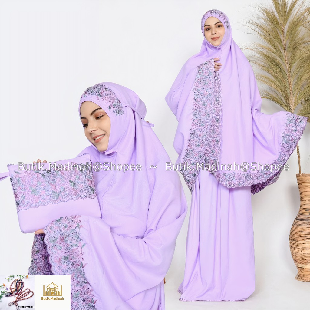 BUTIK.MADINAH MUKENA DEWASA SYAHBANI SITI KHADIJAH FLORALEENA KATUN BORDIR BRUKAT