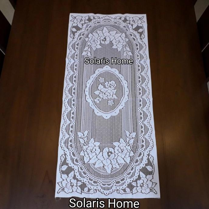 ,,,,,,,] Taplak Meja Tamu Renda Putih Bunga Manis
