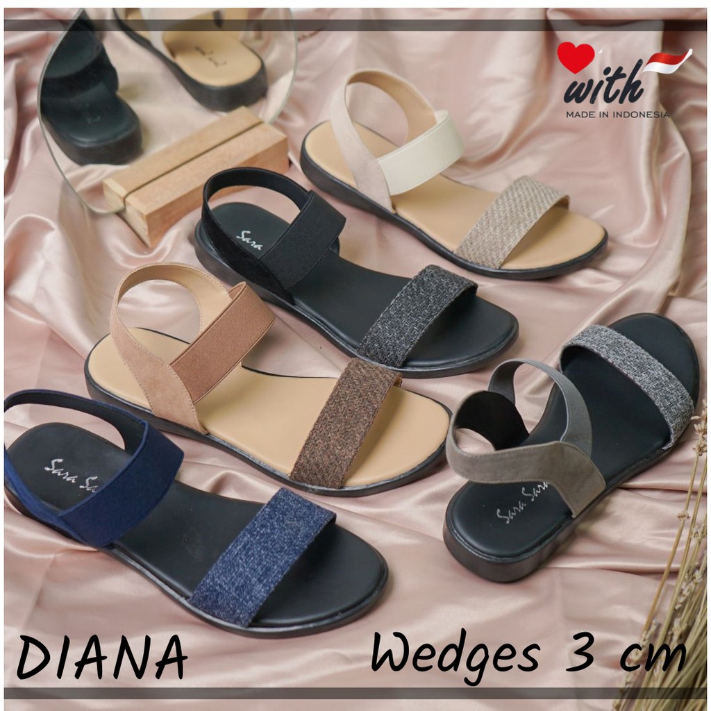 Sara Sara DIANA sepatu Sandal flat tali wanita cantik casual backstrap murah kekinian terbaru