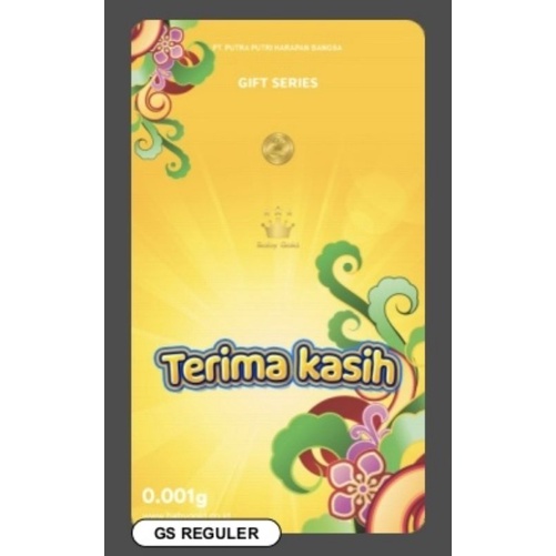 Baby gold gift series Thank you 0.001 gr terima kasih babygold kartu ucapan logam mulia 24 karat ant
