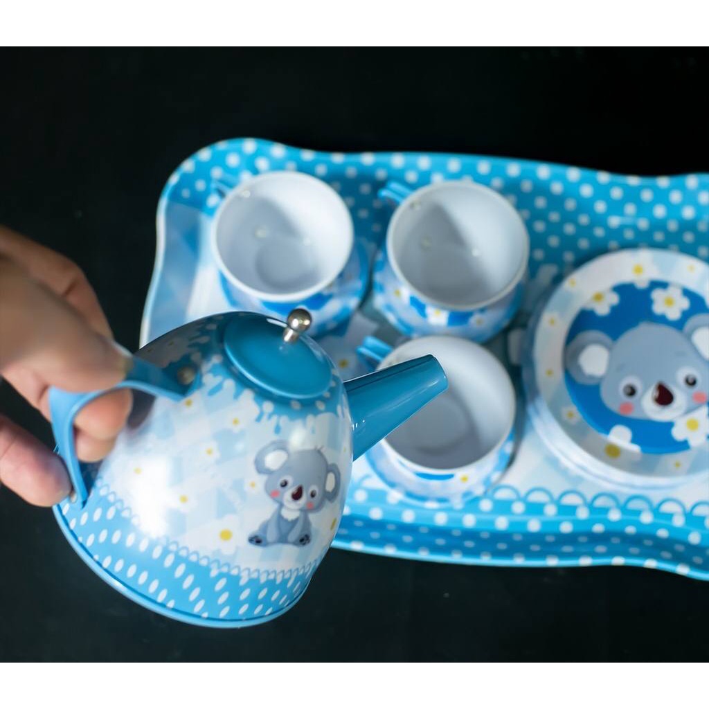 Edukasi Tinplate Tea Set - Mainan Teko Teh Cangkir dan Piring Kaleng