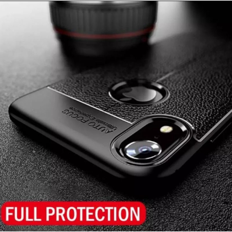 Iphone X Xs Xr Xs Max Silicon Autofocus Leather Softcase Casing Cover TPU Kulit jeruk