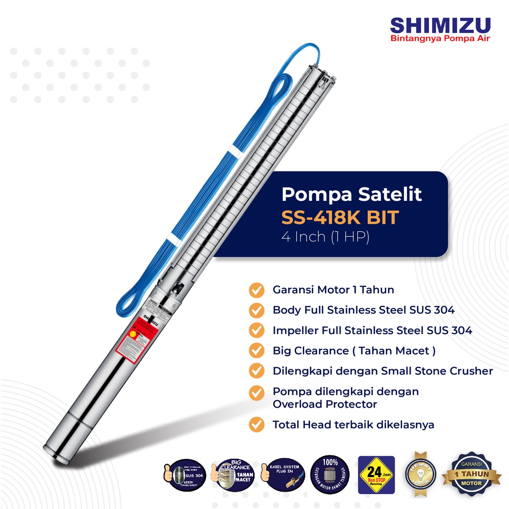 Mesin Pompa Air Celup Sumur Dalam Submersible Shimizu SS-418K BIT