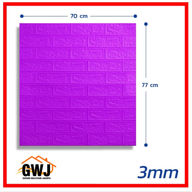 GWJ-Wallpaper Bata 3D Foam 70x77cm BrickFoam Premium Warna