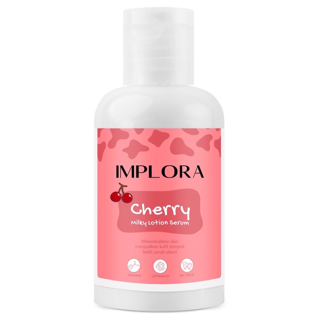 IMPLORA Milky Lotion Serum 60ml Indonesia / Almond Banana Blueberry Cherry Coconut Grape Melon Strawberry / Niacinamide Lactobacillus Milk Protein / Melembabkan Mencerahkan / Skincare Body Care Cream Butter Perawatan Treatment Kulit Tubuh Susu Paket 100ml