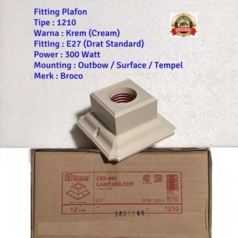 Broco Fitting Lampu Plafon Segi Ceiling Lamp Holder 1210 Cream