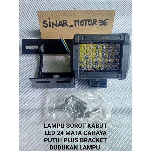 LAMPU SOROT KABUT LED 24 MATA SEGI PLUS DUDUKAN LAMPU SOROT LED SEPAKET