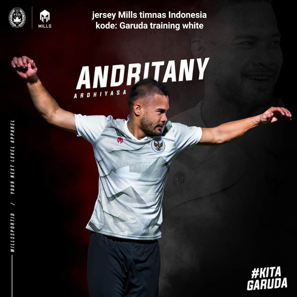 Berkualitas  Jersey timnas indonesia Mills garuda training WHITE jersey bola mills  Freeongkir