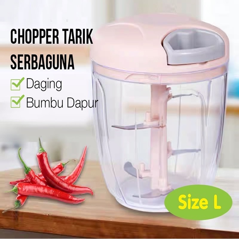 Chopper Besar Blender Tangan Tarik Manual Bumbu Dapur 5 Mata Pisau Perajang Serbaguna Alat Pencacah Portable Capsule