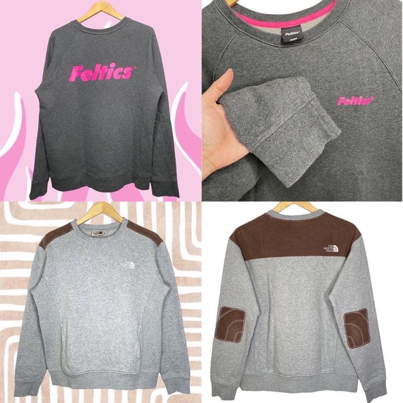 Thrift Crewneck, Crewneck Oversize, Sweater Oversize Thrift - Premium, Branded, Lengan Balon, Murah