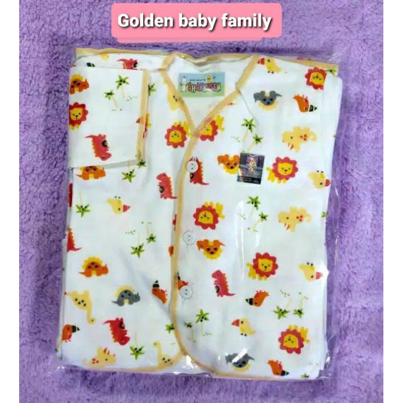 Baju Shankusen Lengan Pendek Double Knit / Baju Bayi Kancing Depan Pendek Print