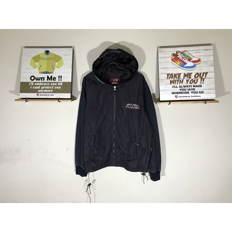 zip hoodie majah flava second bekas hitam black