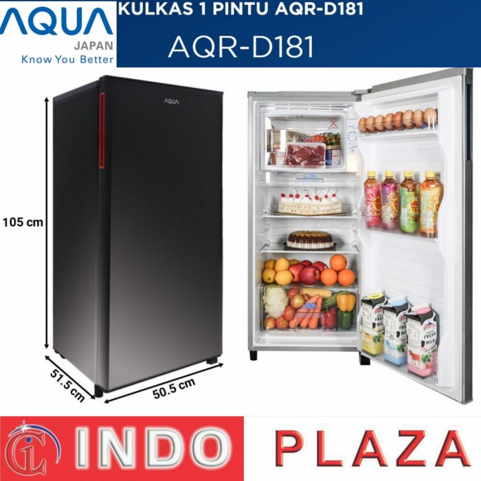 KULKAS 1 PINTU Aqua AQR-D181 / AQR D181 /AQR D 181 kapasitas 150 Liter - Hitam