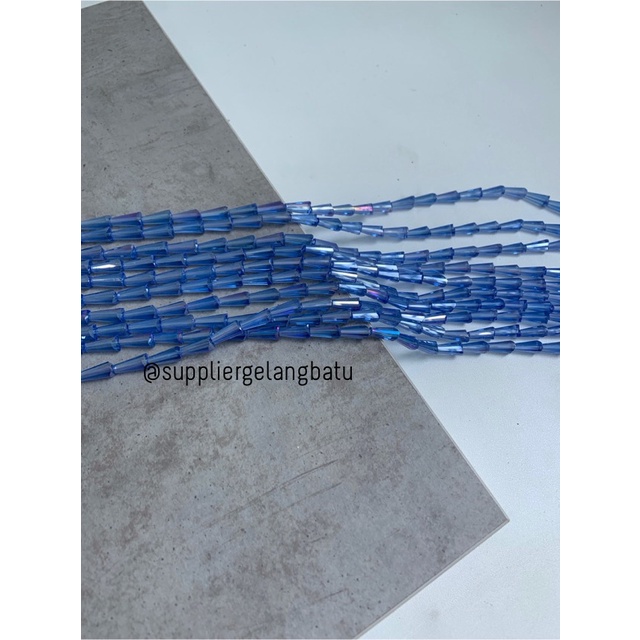 kristal terompet 12 x 8mm BLUE ELECTRIC biru elektrik PAGODA crystal bahan kalung gelang anting strap mask kerajinan tangan craft citayam fashion week etink vintage elegan bali manik crystal