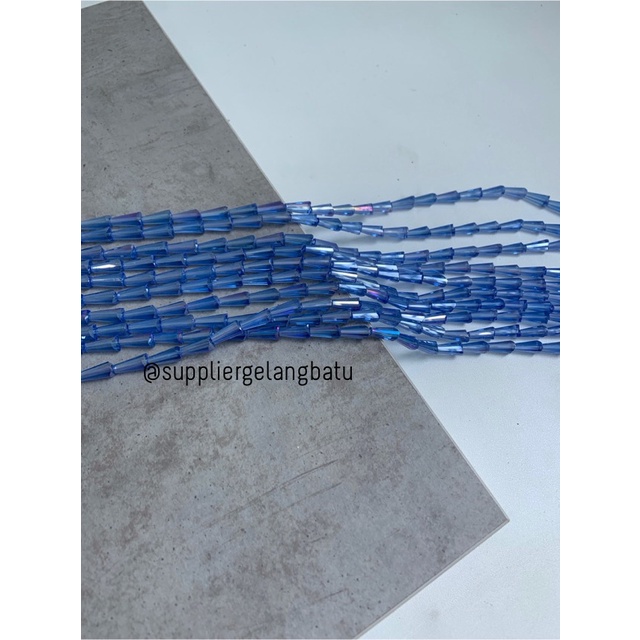 kristal terompet 12 x 8mm BLUE ELECTRIC biru elektrik PAGODA crystal bahan kalung gelang anting strap mask kerajinan tangan craft citayam fashion week etink vintage elegan bali manik crystal